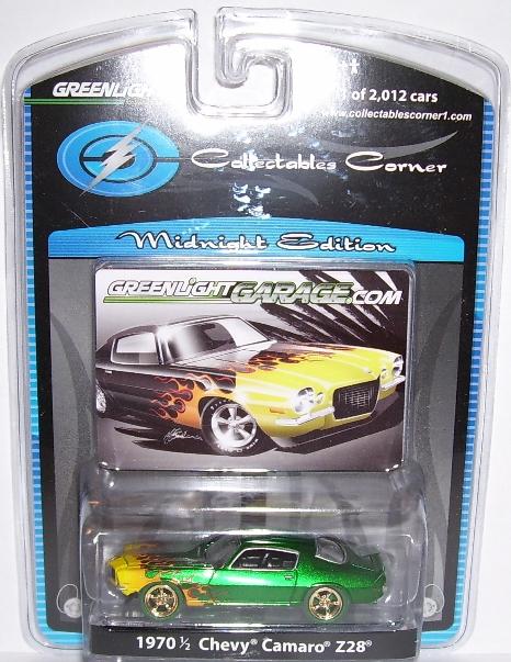 Greenlight Green Machine With Green Tires Collectable Corner Midnight Edition 1970 Camaro Z28